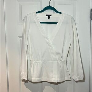 J. Crew Elegant White Wrap Blouse